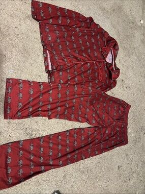 Kids Red Elephant Print Pajama Bottoms